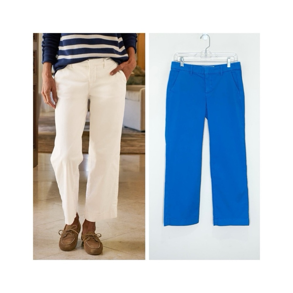 Frank & Eileen Westport Pant (Sz 4) The Italian Wide Leg Chino Crop Blue